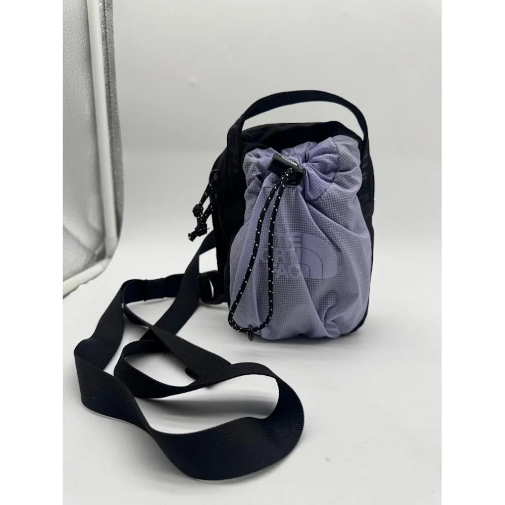 The North Face Bozer Cross Body Bag Black Lavender Ripstop Cinch Small Messenger